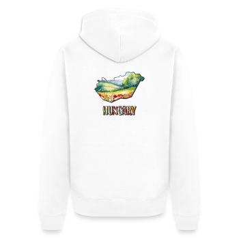 Watercolor Map of Hungary - Unisex Premium Organic Zip Hoodie - white - Back - Thijin (182cm)