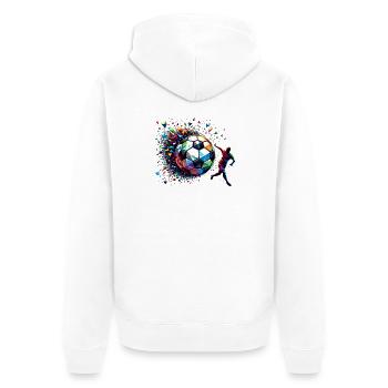 joueur de football dynamique jouant au football - Veste à capuche bio Premium Unisexe - blanc - Dos - Thijin (182cm)