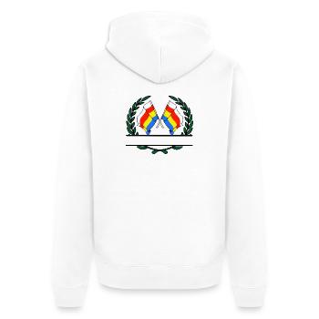 Fahnen Podlachisches Lorbeerkranz-Banner - Unisex Premium Bio Zip Hoodie - Weiß - Hinten - Thijin (182cm)