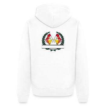 Drapeaux de Liège en bannière couronne de laurier - Veste à capuche bio Premium Unisexe - blanc - Dos - Thijin (182cm)