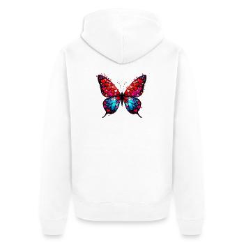 Butterfly with Hearts - Unisex Premium Organic Zip Hoodie - white - Back - Thijin (182cm)