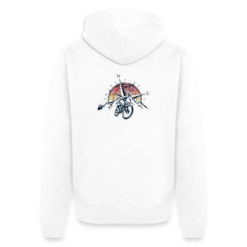 Sunset Compass Mountainbike - Unisex Premium Bio Zip Hoodie - Weiß - Hinten - Thijin (182cm)