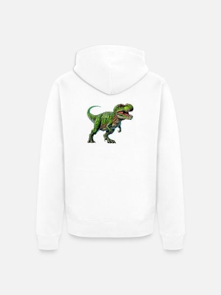 Dinosaur - Unisex Premium Organic Zip Hoodie - white