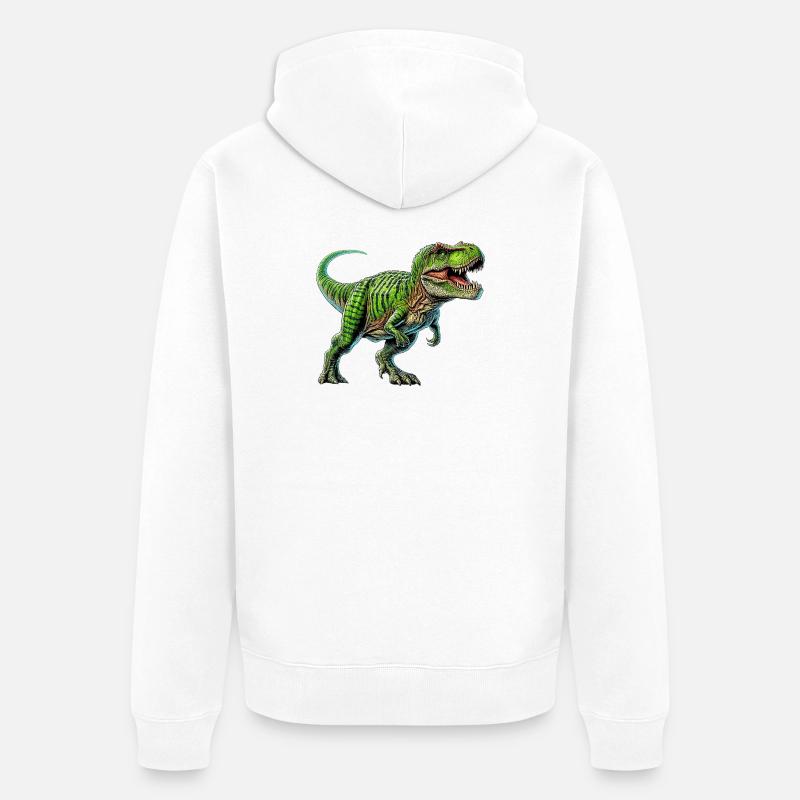 Dinosaurier - Unisex Premium Bio Zip Hoodie - Weiß