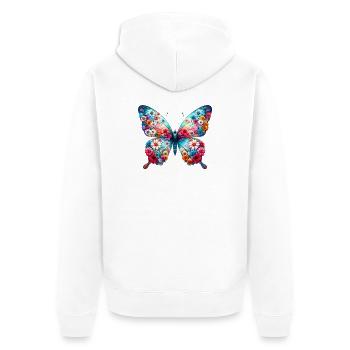 Butterfly decorated with flowers - Unisex Premium Organic Zip Hoodie - white - Back - Thijin (182cm)