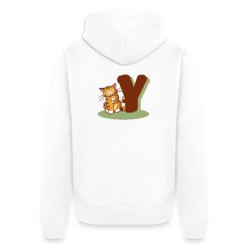 Cat Letter Y - Unisex Premium Organic Zip Hoodie - white - Back - Thijin (182cm)