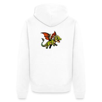 Drache - Unisex Premium Bio Zip Hoodie - Weiß - Hinten - Thijin (182cm)