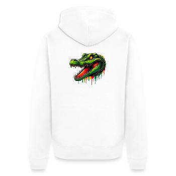 Alligator Crocodile - Unisex Premium Organic Zip Hoodie - white - Back - Thijin (182cm)