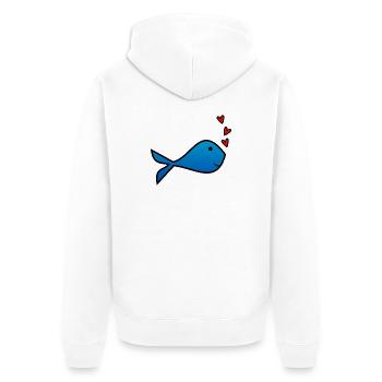 FISH. SARDINE. APRIL FOOL. SEA. OCEAN - Unisex Premium Organic Zip Hoodie - white - Back - Thijin (182cm)