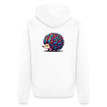 Igel - Unisex Premium Bio Zip Hoodie - Weiß - Hinten - Thijin (182cm)