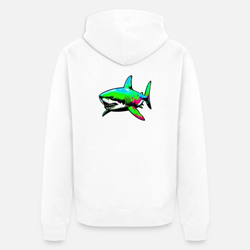 Requin - Veste à capuche bio Premium Unisexe - blanc