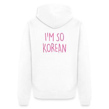JE SUIS TELLEMENT CORÉEN CORÉEN - Veste à capuche bio Premium Unisexe - blanc - Dos - Thijin (182cm)