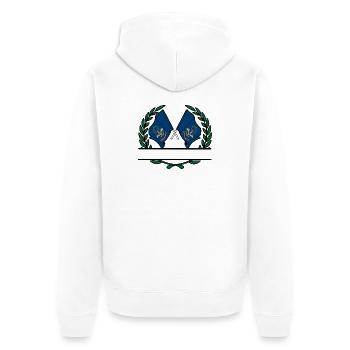 États-Unis Dakota du Nord Laurel Couronne drapeau bannière - Veste à capuche bio Premium Unisexe - blanc - Dos - Thijin (182cm)