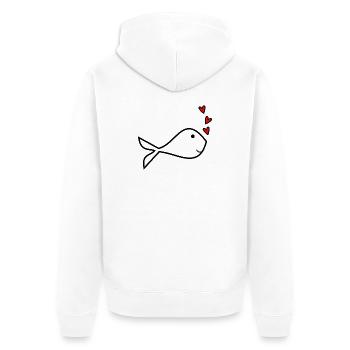 FISH. SARDINE. APRIL FOOL. SEA. OCEAN - Unisex Premium Organic Zip Hoodie - white - Back - Thijin (182cm)