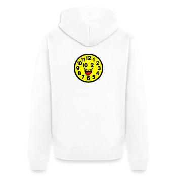 Cheerful Parodized Clock Design - Unisex Premium Organic Zip Hoodie - white - Back - Thijin (182cm)