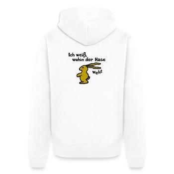 Partout où souffle le lièvre - Veste à capuche bio Premium Unisexe - blanc - Dos - Thijin (182cm)