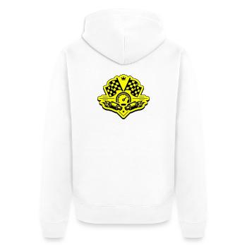 Racing Rennflagge Auspuff Tacho - Unisex Premium Bio Zip Hoodie - Weiß - Hinten - Thijin (182cm)