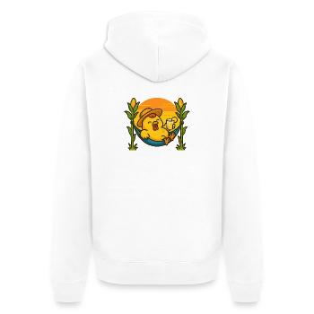 Poulet au maïs Sirotant de la limonade - Veste à capuche bio Premium Unisexe - blanc - Dos - Thijin (182cm)