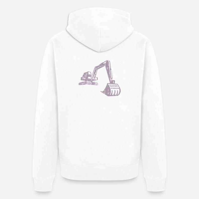 Bagger Silhouette Bauarbeiter Grunge Design - Unisex Premium Bio Zip Hoodie - Weiß