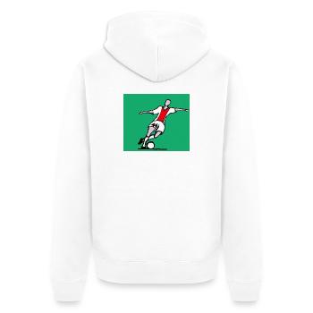 Vibrant Soccer Sprint: Red Jersey Player - Unisex Premium Organic Zip Hoodie - white - Back - Thijin (182cm)