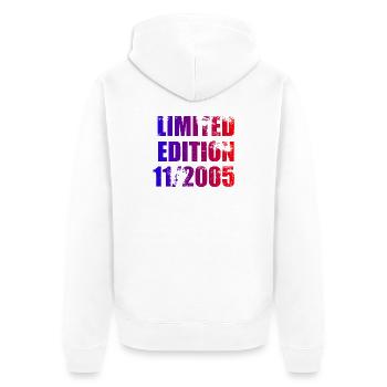 20e anniversaire Edition limitée 11/2005 - Veste à capuche bio Premium Unisexe - blanc - Dos - Thijin (182cm)