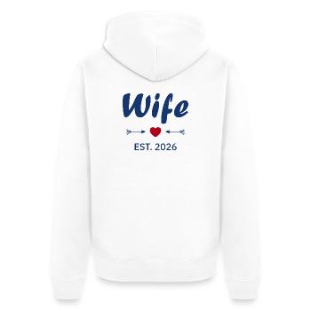 Wife Est 2026 - Veste à capuche bio Premium Unisexe - blanc - Dos - Thijin (182cm)
