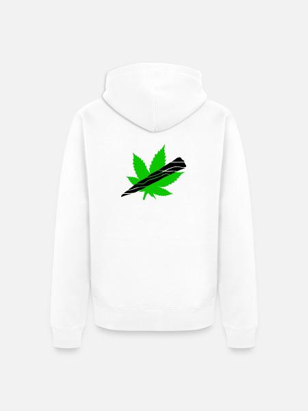 Neon Cannabis Leaf Graphic - Unisex Premium Organic Zip Hoodie - white