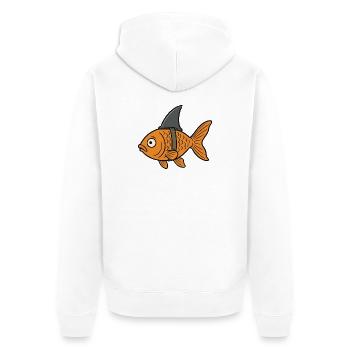 Cartoon Goldfisch Fisch Haifischflosse Fake Hai - Unisex Premium Bio Zip Hoodie - Weiß - Hinten - Thijin (182cm)