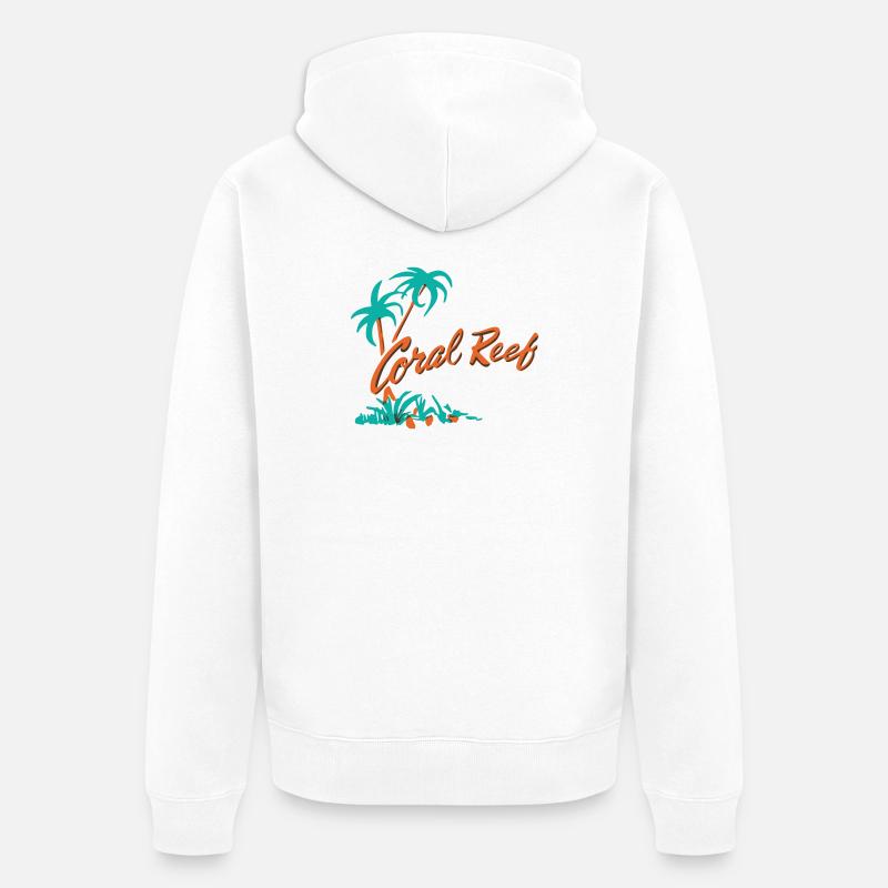 Logo du palmier du récif corallien - Veste à capuche bio Premium Unisexe - blanc