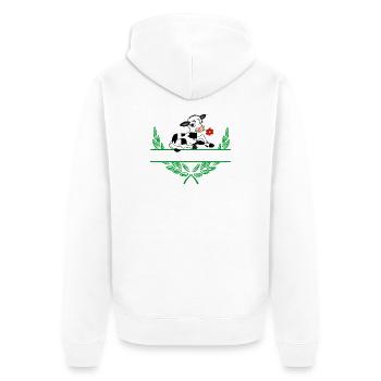 Calf Laurel Wreath with Namespace - Unisex Premium Organic Zip Hoodie - white - Back - Thijin (182cm)