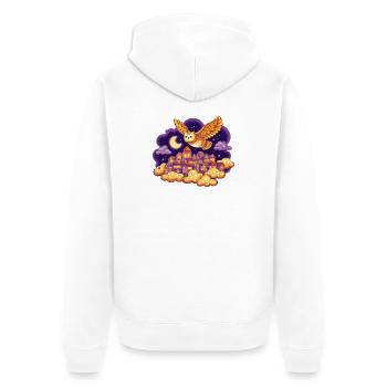 Nachtflug der Eulenstadt - Unisex Premium Bio Zip Hoodie - Weiß - Hinten - Thijin (182cm)