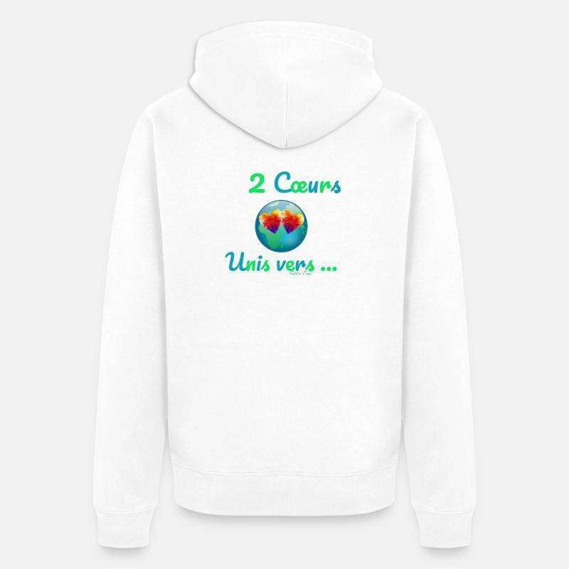 2 Cœurs Unis vers… - Veste à capuche bio Premium Unisexe - blanc