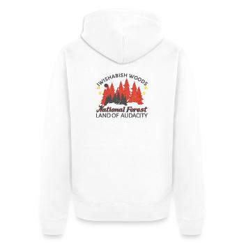 iwishabish woods vintage look - Unisex Premium Bio Zip Hoodie - Weiß - Hinten - Thijin (182cm)