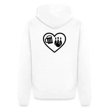 Heart Beer Bowling-Humor - Unisex Premium Bio Zip Hoodie - Weiß - Hinten - Thijin (182cm)