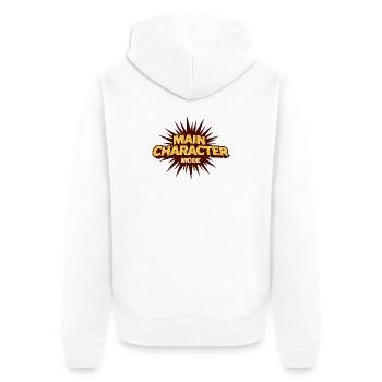 Mode personnage principal – Déclaration forte - Veste à capuche bio Premium Unisexe - blanc - Dos - Thijin (182cm)