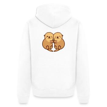Otter Umarmung - Unisex Premium Bio Zip Hoodie - Weiß - Hinten - Thijin (182cm)