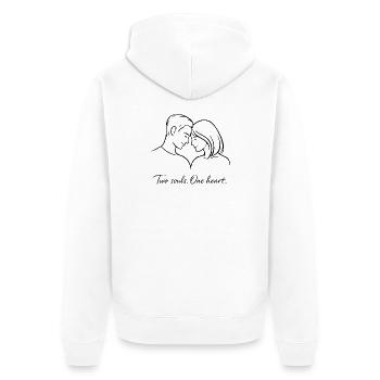 Zwei Seelen, ein Herz - Unisex Premium Bio Zip Hoodie - Weiß - Hinten - Thijin (182cm)