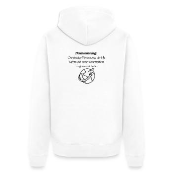 Finally pension - Unisex Premium Organic Zip Hoodie - white - Back - Thijin (182cm)