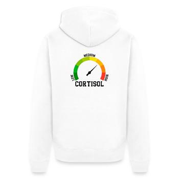 Niedriges Cortisol, sogar niedriger Wert - Unisex Premium Bio Zip Hoodie - Weiß - Hinten - Thijin (182cm)