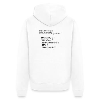 5 W-Fragen - Unisex Premium Bio Zip Hoodie - Weiß - Hinten - Thijin (182cm)