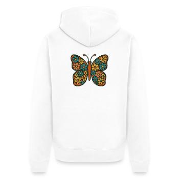 Butterfly with floral pattern - Unisex Premium Organic Zip Hoodie - white - Back - Thijin (182cm)