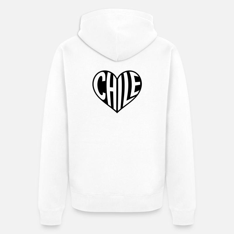 Typographie du cœur chilien - Veste à capuche bio Premium Unisexe - blanc