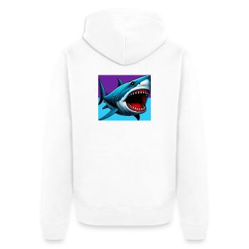 Hai - Unisex Premium Bio Zip Hoodie - Weiß - Hinten - Thijin (182cm)