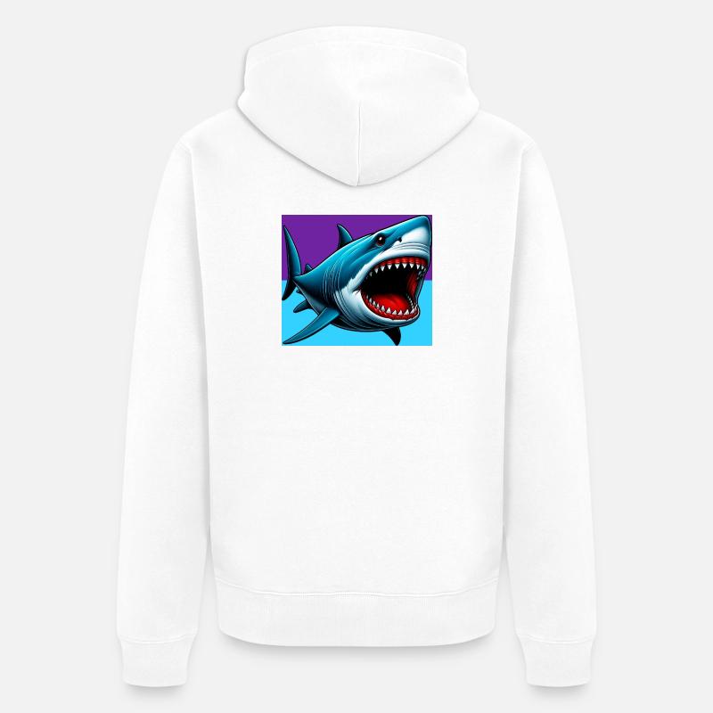 Requin - Veste à capuche bio Premium Unisexe - blanc