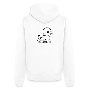Baby Duck Schwimmen – Schwarz & Weiß - Unisex Premium Bio Zip Hoodie - Weiß - Hinten - Thijin (182cm)