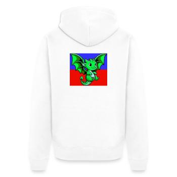 Drache - Unisex Premium Bio Zip Hoodie - Weiß - Hinten - Thijin (182cm)
