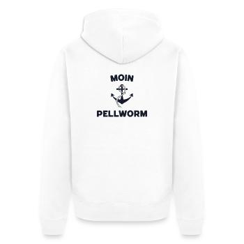 Moin Pellworm – Maritimes Anker-Design - Unisex Premium Bio Zip Hoodie - Weiß - Hinten - Thijin (182cm)
