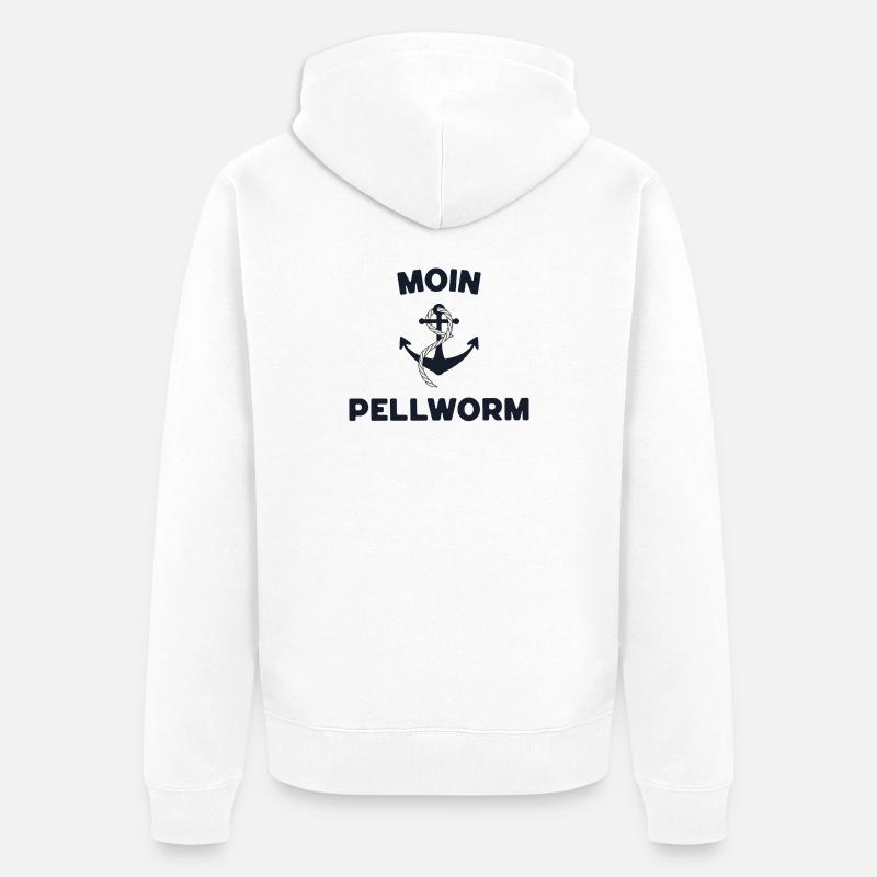 Moin Pellworm – Maritimes Anker-Design - Unisex Premium Bio Zip Hoodie - Weiß