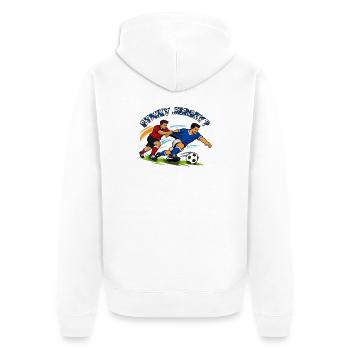 Battle for the ball: Football duel - Unisex Premium Organic Zip Hoodie - white - Back - Thijin (182cm)