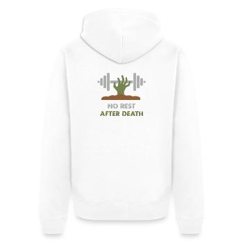Zombie Workout Powerlifting - Unisex Premium Organic Zip Hoodie - white - Back - Thijin (182cm)